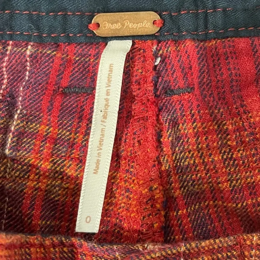 Free People Birch Plaid Wide Leg Pants Size 0 - Picture 5 of 6